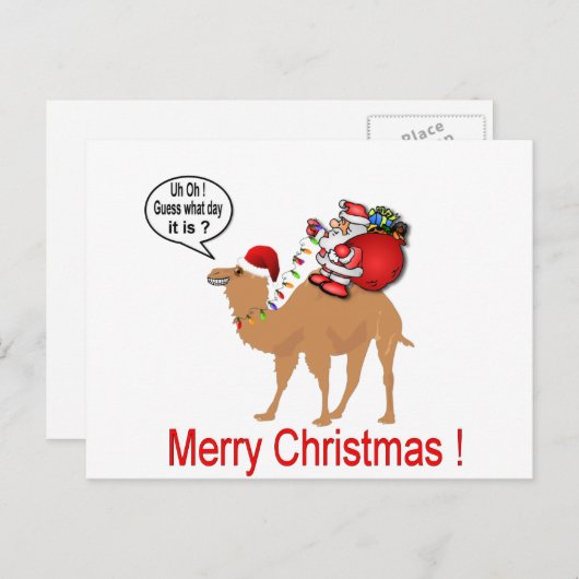 Hump Day Camel Kerstmis met Kerstman Feestdagenkaart (Voorkant / Achterkant)