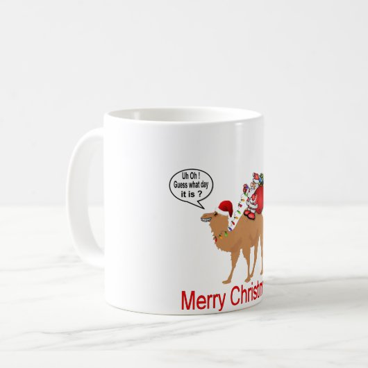 Hump Day Camel Kerstmis met Kerstman Koffiemok (Voorkant links)