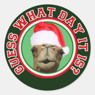 Hump Day Camel Raad eens welke dag het is Kerstmis Ronde Sticker
