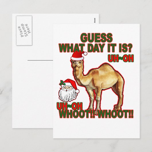 Hump Day Camel Santa Christmas T-shirt NJ.png Feestdagenkaart (Voorkant / Achterkant)