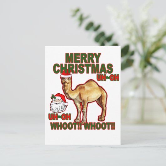 Hump Day Camel Santa Christmas T-shirt NM.png Feestdagenkaart (Staand voorkant)