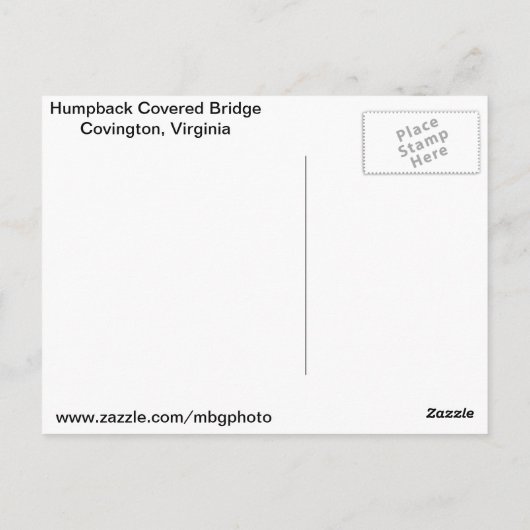 Humpback Covered Bridge Briefkaart (Achterkant)