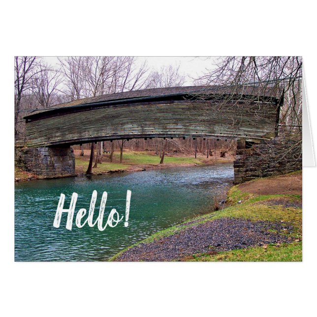 Humpback Covered Bridge VA Hallo Blank Note Card (Voorkant Horizontaal)
