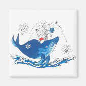 Humpback kerstwalvis met Santas Pet Snowflake Magneet (Voorkant)
