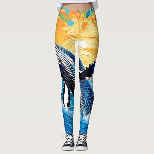 Humpback Sunset Leap Art Leggings (Voorkant)