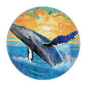 Humpback Sunset Leap Art Snijplank (Voorkant)