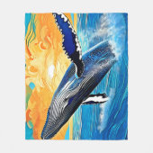 Humpback Sunset Leap Kunst Fleece Deken (Voorkant)