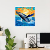 Humpback Sunset Leap Kunst Poster (Thuiskantoor)