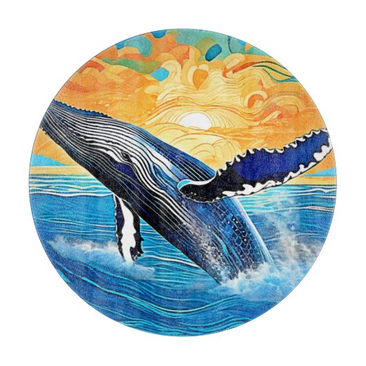 Humpback Sunset Leap Kunst Snijplank (Voorkant)