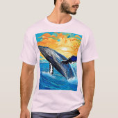 Humpback Sunset Leap Kunst T-shirt (Voorkant)