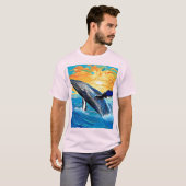 Humpback Sunset Leap Kunst T-shirt (Voorkant volledig)