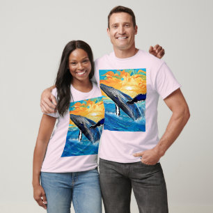 Humpback Sunset Leap Kunst T-shirt