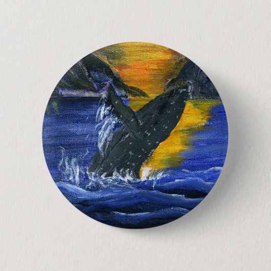 Humpback walvis bij Sunset Ronde Button 5,7 Cm (Voorkant)