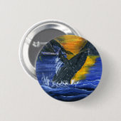 Humpback walvis bij Sunset Ronde Button 5,7 Cm (Voorkant /achterkant)