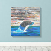 Humpback walvis canvas afdruk (Insitu (Houten vloer))