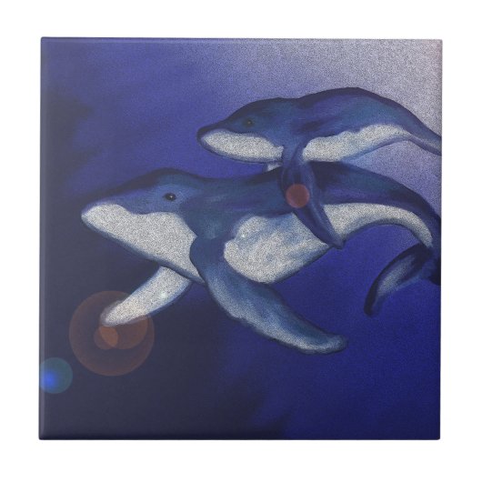 Humpback walvis en baby tegeltje (Voorkant)