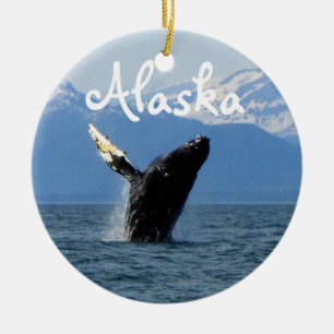 Humpback Whale Baching; Alaska Keramisch Ornament