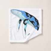 Humpback Whale Blue Spirit Ink Tribal Bad Handdoek (Wasdoekje)