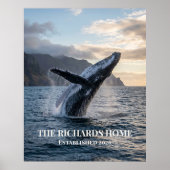 Humpback Whale Breaching at Sunset Poster (Voorkant)