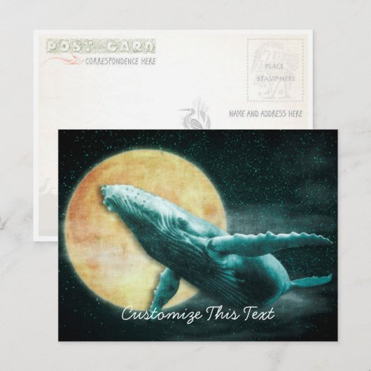 Humpback Whale die naar de Kaarten van de Moon Pos (Voorkant / Achterkant)