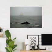 Humpback Whale en Tall Ship Print (Thuiskantoor)