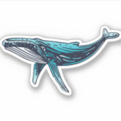 Humpback Whale Fish Zee Sticker | Afgesneden Stick (Voorkant)