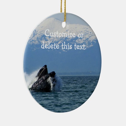 Humpback Whale Head; Personaliseerbaar Keramisch Ornament (Rechts)