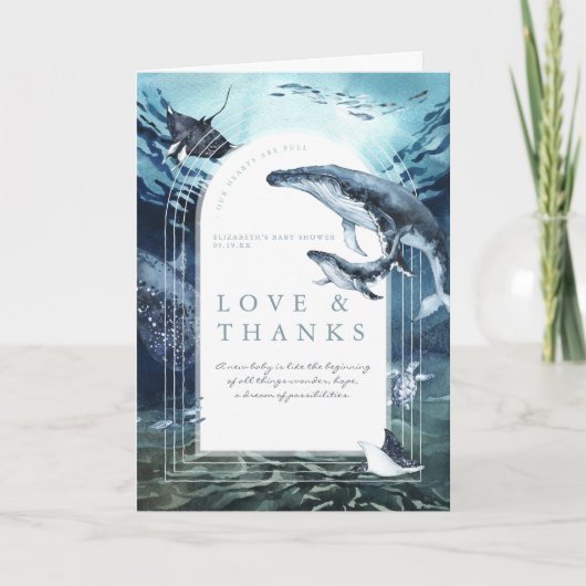 Humpback Whale Ocean | Baby shower Hartelijk dank Bedankkaart (Voorkant)