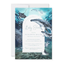 Humpback Whale Ocean Baby shower Invitation