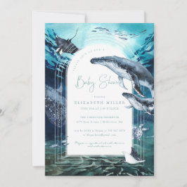 Humpback Whale Ocean Baby shower Invitation Kaart