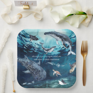 Humpback Whale   Ocean Birthday Papieren Bordje