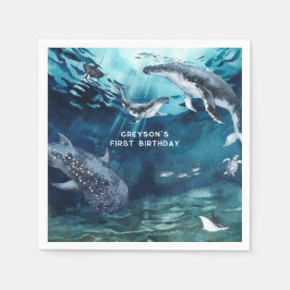 Humpback Whale | Ocean Birthday Party Napkins Servet