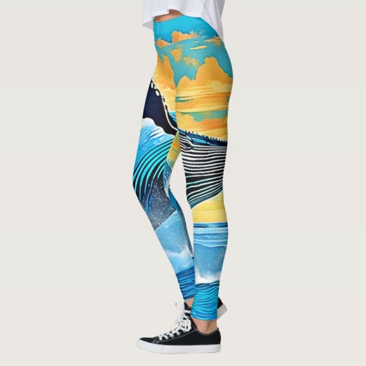 Humpback Whale Ocean Freedom Jump Design Leggings (Links)
