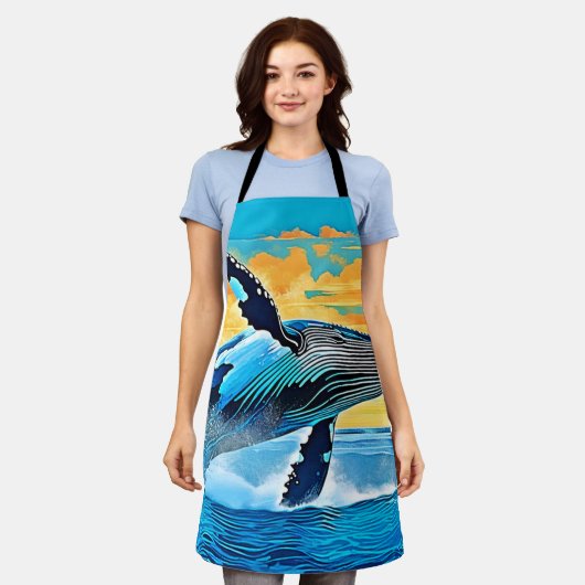 Humpback Whale Ocean Freedom Jump Design Schort (Gedragen)