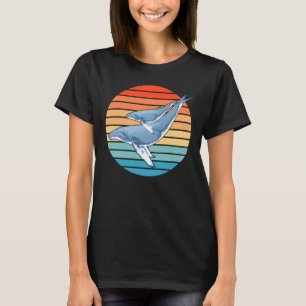 Humpback Whale op Retro Sunset T-Shirt