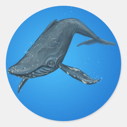 Humpback Whale Painting Ronde Sticker (Voorkant)