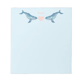 Humpback Whale Pink Heart Blue Notitieblok