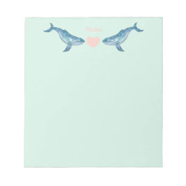 Humpback Whale Pink Heart Mint Notitieblok