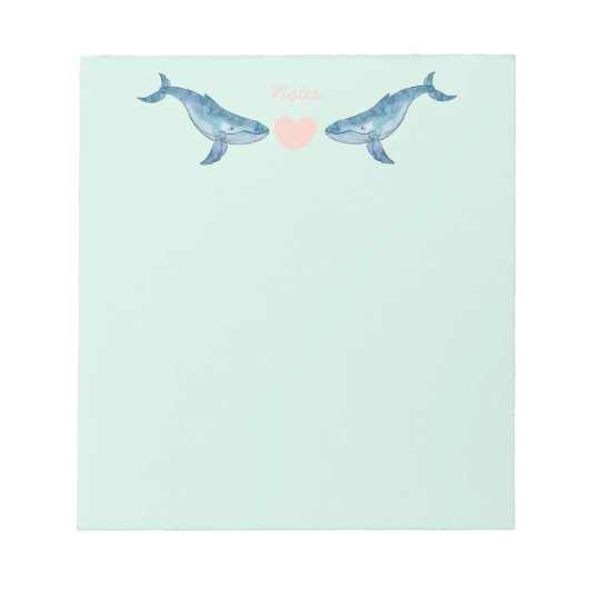 Humpback Whale Pink Heart Mint Notitieblok (Voorkant)