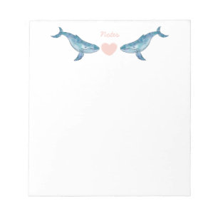 Humpback Whale Pink Heart Notitieblok
