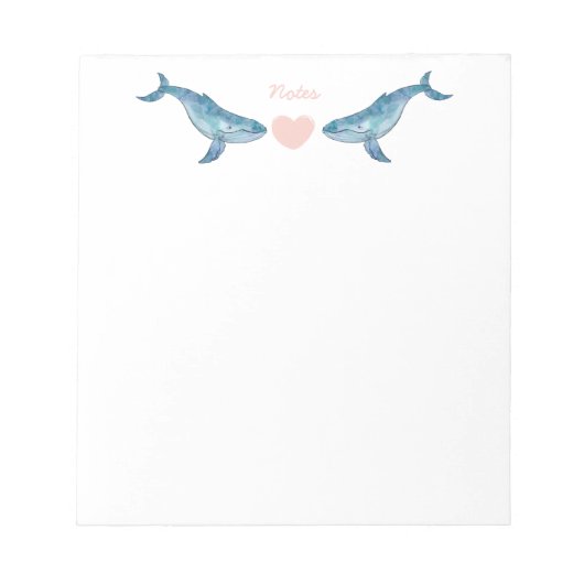 Humpback Whale Pink Heart Notitieblok (Voorkant)