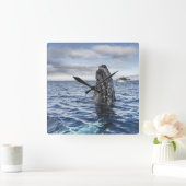 Humpback Whale Spyhops | Hope Bay, Antarctica Vierkante Klok (Huis)