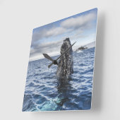 Humpback Whale Spyhops | Hope Bay, Antarctica Vierkante Klok (Hoek)