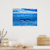 Humpback Whale Tail voor de kust van Maui Hawaii Poster (Keuken)