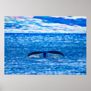 Humpback Whale Tail voor de kust van Maui Hawaii Poster