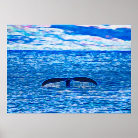 Humpback Whale Tail voor de kust van Maui Hawaii Poster (Voorkant)