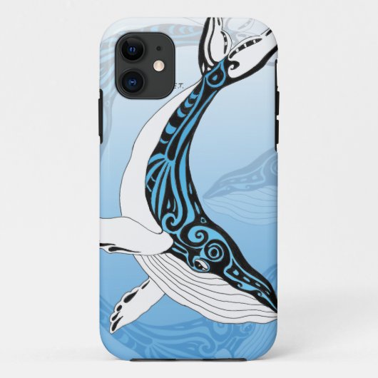 Humpback Whale Tribal Blue Art Case-Mate iPhone Case (Achterkant)
