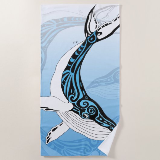 Humpback Whale Tribal Spirit Blue Art Strandlaken (Voorkant)
