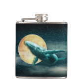 Humpback Whale Vliegt naar de Mon Wrapped Kolf Heupfles (Voorkant)