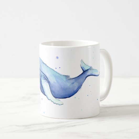 Humpback Whale Waterverf Schilderen keramische Mok (Voorkant rechts)